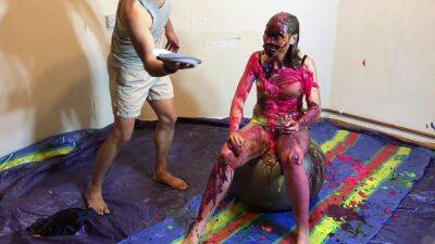 Very Naughty Sexy Girl, Playing With Custard Pies And Messy Slime - hclips