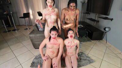 3 Naked Sluts And Myself Same Tame Exercise Gagging On Dildos Getting Faces Spat On Lipstick - hclips.com