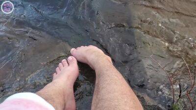 Big Feet And Hairy Legs Splashing At The Beach - hclips
