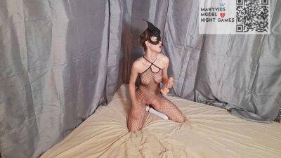 Girl In A Mask And A Mesh On The Body Sucks And Fucks A Dildo - hclips