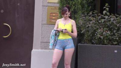Jeny Smith - Jeny Smith walks in public with transparent shorts. Real flashing moments - veryfreeporn.com