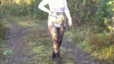 Forest Walk In Black Pantyhose - upornia