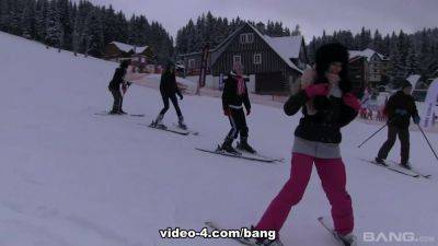 Ski weekend turns sexy with with lesbian foursome - BANG! - hotmovs.com