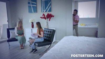 Foster gets to know her new perverted foster teen in a wild threesome - sexu.com