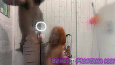 Ebony BBW Shower Fun with Juicy T & Bones Montana - veryfreeporn.com