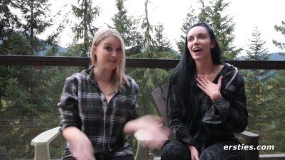 Lesbian Couple Enjoy Far Away Sex - Blonde and brunette flirting outdoors - xtits.com - Germany